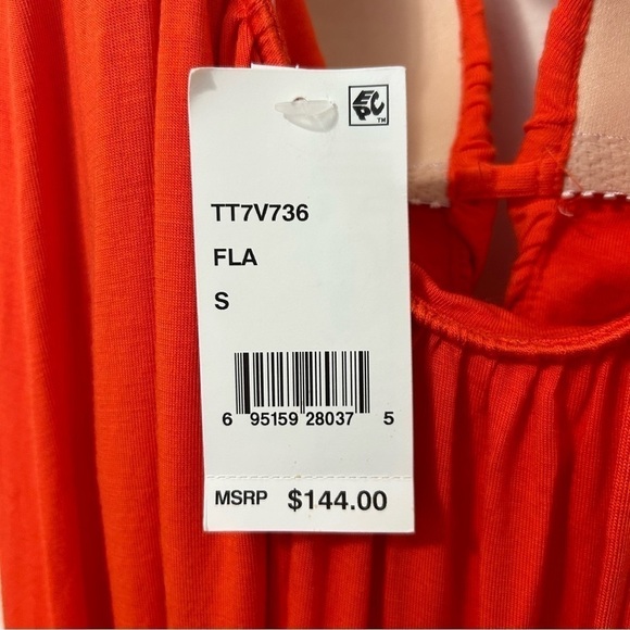 Trina Turk Gypsy Halter Jersey Midi Dress in Orange sz S - Picture 4 of 5
